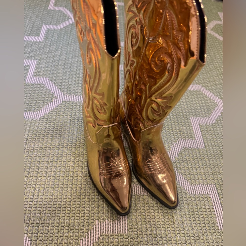 Gold western cowboy boots